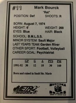 1992-93 Muskoka Bears (MetJHL) #NNO Mark Bourck Back