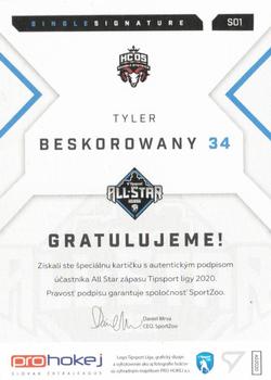 2019-20 SportZoo Tipsport Liga All Star 2020 - All Star Single Signature #S01 Tyler Beskorowany Back