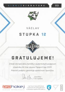 2019-20 SportZoo Tipsport Liga All Star 2020 - All Star Single Signature #S13 Vaclav Stupka Back