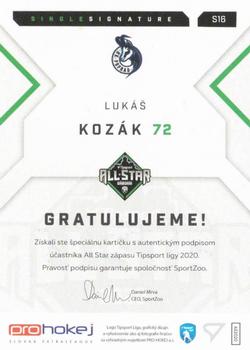 2019-20 SportZoo Tipsport Liga All Star 2020 - All Star Single Signature #S16 Lukas Kozak Back