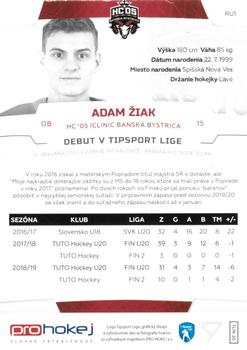 2019-20 SportZoo Tipsport Liga All Star 2020 - TL 2019-20 Rookie Rockets Update #RU1 Adam Žiak Back