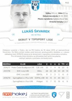 2019-20 SportZoo Tipsport Liga All Star 2020 - TL 2019-20 Rookie Rockets Auto Update #RU2 Lukáš Škvarek Back