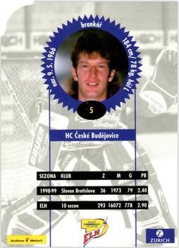 1999-00 Czech OFS - Goalie Die Cut Serie I #5 Ivo Capek Back