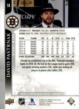 2020-21 Upper Deck #18 David Pastrnak Back