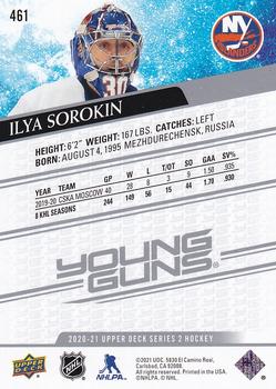 2020-21 Upper Deck #461 Ilya Sorokin Back
