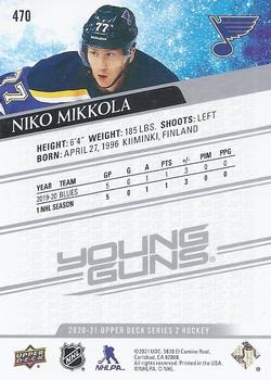 2020-21 Upper Deck #470 Niko Mikkola Back