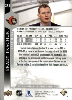 2020-21 Upper Deck #383 Brady Tkachuk Back