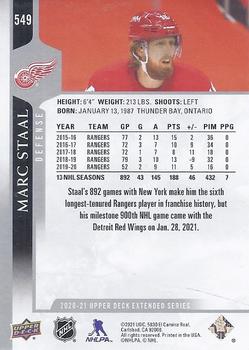 2020-21 Upper Deck #549 Marc Staal Back