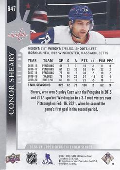 2020-21 Upper Deck #647 Conor Sheary Back