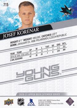 2020-21 Upper Deck #715 Josef Korenar Back