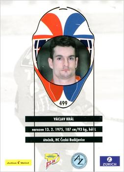 1999-00 Czech OFS - All Star Game Gold #499 Vaclav Kral Back