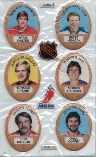 1983-84 Funmate NHL Puffy Stickers - Sticker Panels #3 Ryan Walter / Peter Ihnacak / Thomas Gradin / Morris Lukowich / Kent Nilsson / Paul Coffey Front