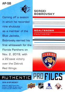 2019-20 SP - Authentic Profiles Blue #AP-SB Sergei Bobrovsky Back