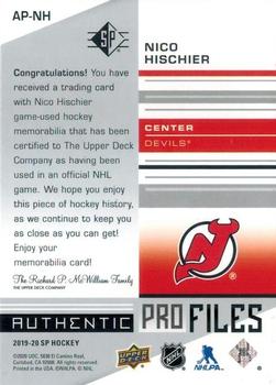 2019-20 SP - Authentic Profiles Jersey #AP-NH Nico Hischier Back