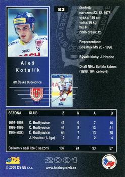 2000-01 Czech DS Extraliga #83 Ales Kotalik Back