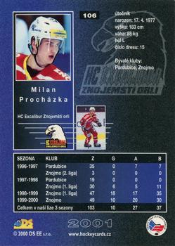 2000-01 Czech DS Extraliga #106 Milan Prochazka Back