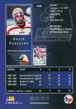 2000-01 Czech DS Extraliga #108 David Pazourek Back