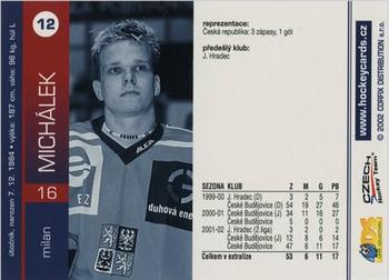 2002-03 DS Czech Extraliga #12 Milan Michalek Back