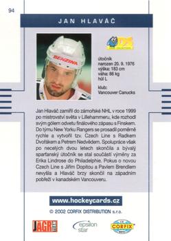 2002-03 DS Czech Extraliga #94 Jan Hlavac Back