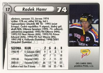 2001-02 Czech OFS #17 Radek Hamr Back