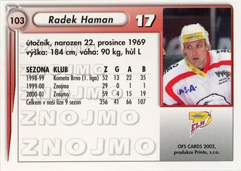 2001-02 Czech OFS #103 Radek Haman Back
