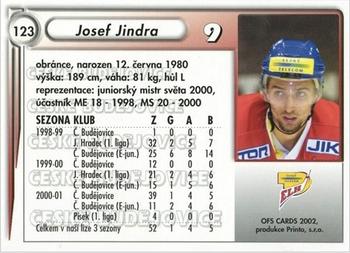 2001-02 Czech OFS #123 Josef Jindra Back