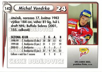 2001-02 Czech OFS #142 Michal Vondrka Back