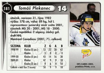 2001-02 Czech OFS #181 Tomas Plekanec Back
