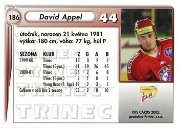 2001-02 Czech OFS #186 David Appel Back