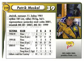 2001-02 Czech OFS #219 Patrik Moskal Back