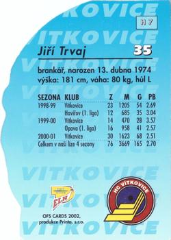 2001-02 Czech OFS - Insert H #H7 Jiri Trvaj Back