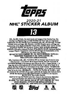 2020-21 Topps NHL Sticker Collection #13 Sam Steel Back