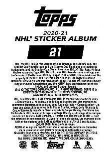 2020-21 Topps NHL Sticker Collection #21 Clayton Keller Back