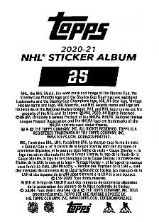 2020-21 Topps NHL Sticker Collection #25 Clayton Keller Back