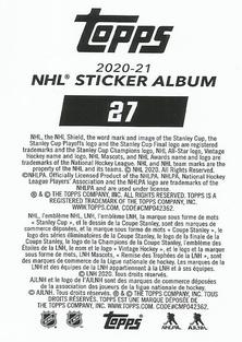 2020-21 Topps NHL Sticker Collection #27 Christian Dvorak Back