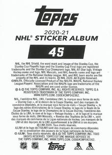 2020-21 Topps NHL Sticker Collection #45 David Krejci Back