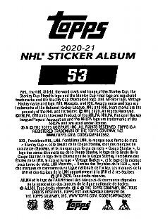 2020-21 Topps NHL Sticker Collection #53 2019/20 Team Highlight Back