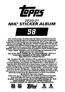 2020-21 Topps NHL Sticker Collection #57 Jack Eichel Back
