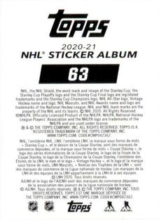 2020-21 Topps NHL Sticker Collection #63 Marcus Johansson Back