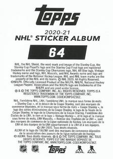 2020-21 Topps NHL Sticker Collection #64 Jeff Skinner Back