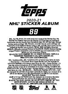 2020-21 Topps NHL Sticker Collection #89 Sebastian Aho Back