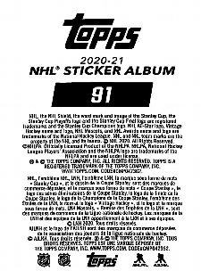 2020-21 Topps NHL Sticker Collection #91 Sebastian Aho Back