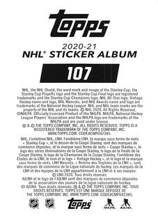 2020-21 Topps NHL Sticker Collection #107 Jonathan Toews Back