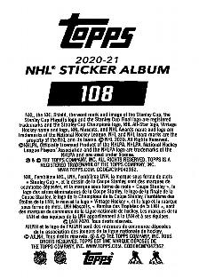 2020-21 Topps NHL Sticker Collection #108 Patrick Kane Back