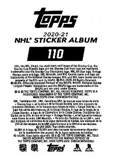 2020-21 Topps NHL Sticker Collection #110 Dominik Kubalik Back
