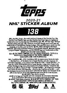 2020-21 Topps NHL Sticker Collection #138 2019/20 Team Highlight Back