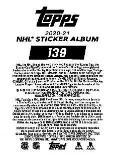 2020-21 Topps NHL Sticker Collection #139 Stinger Back