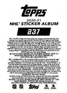 2020-21 Topps NHL Sticker Collection #237 Matt Roy Back