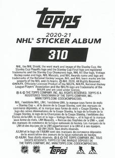 2020-21 Topps NHL Sticker Collection #310 Mathew Barzal Back
