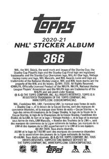 2020-21 Topps NHL Sticker Collection #366 Sean Couturier Back